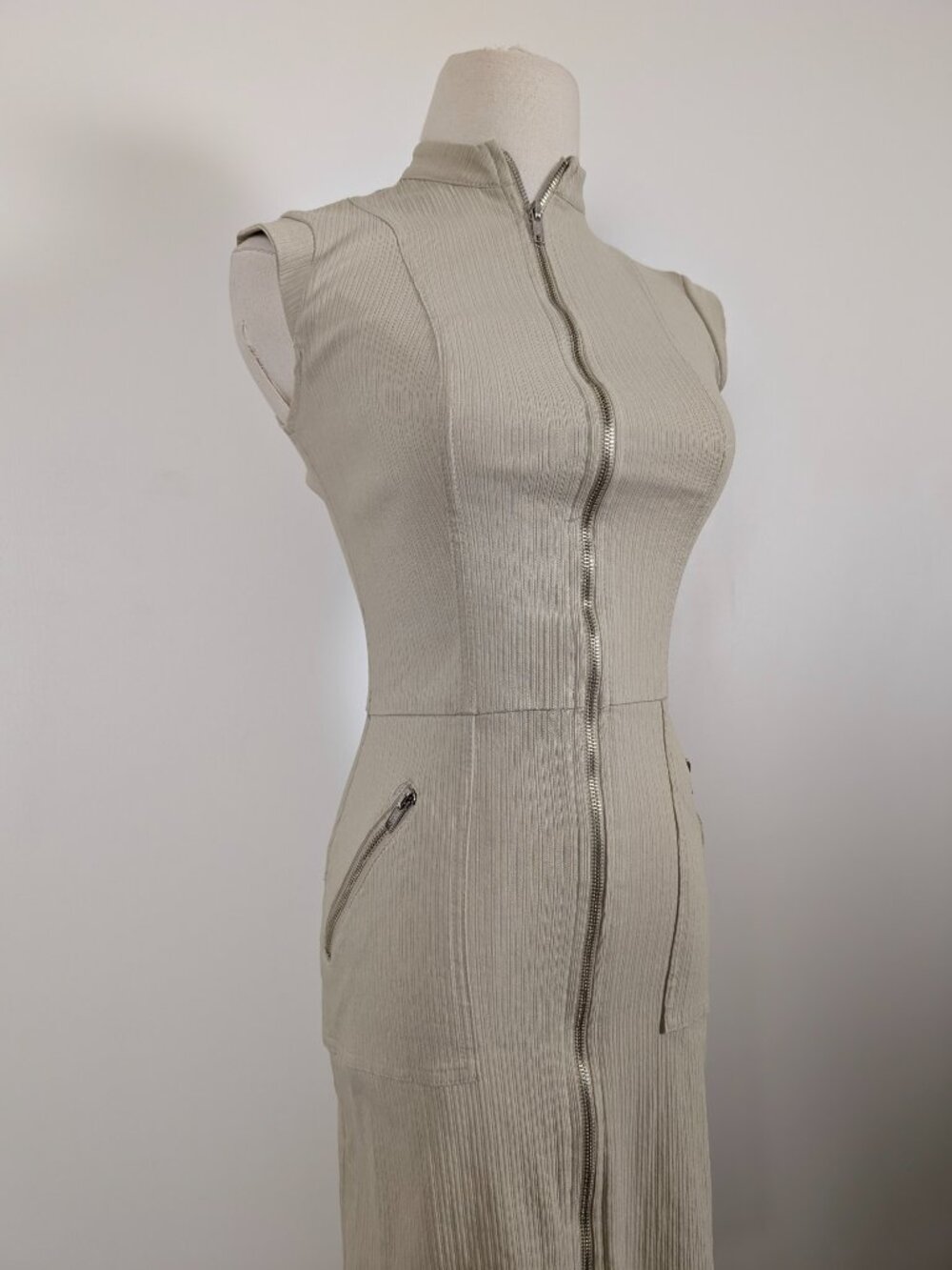 90s Le Chateau Fitted Midi Dress Size XS Stretchy Ribbed Semi-Formal - Picture 6 of 14